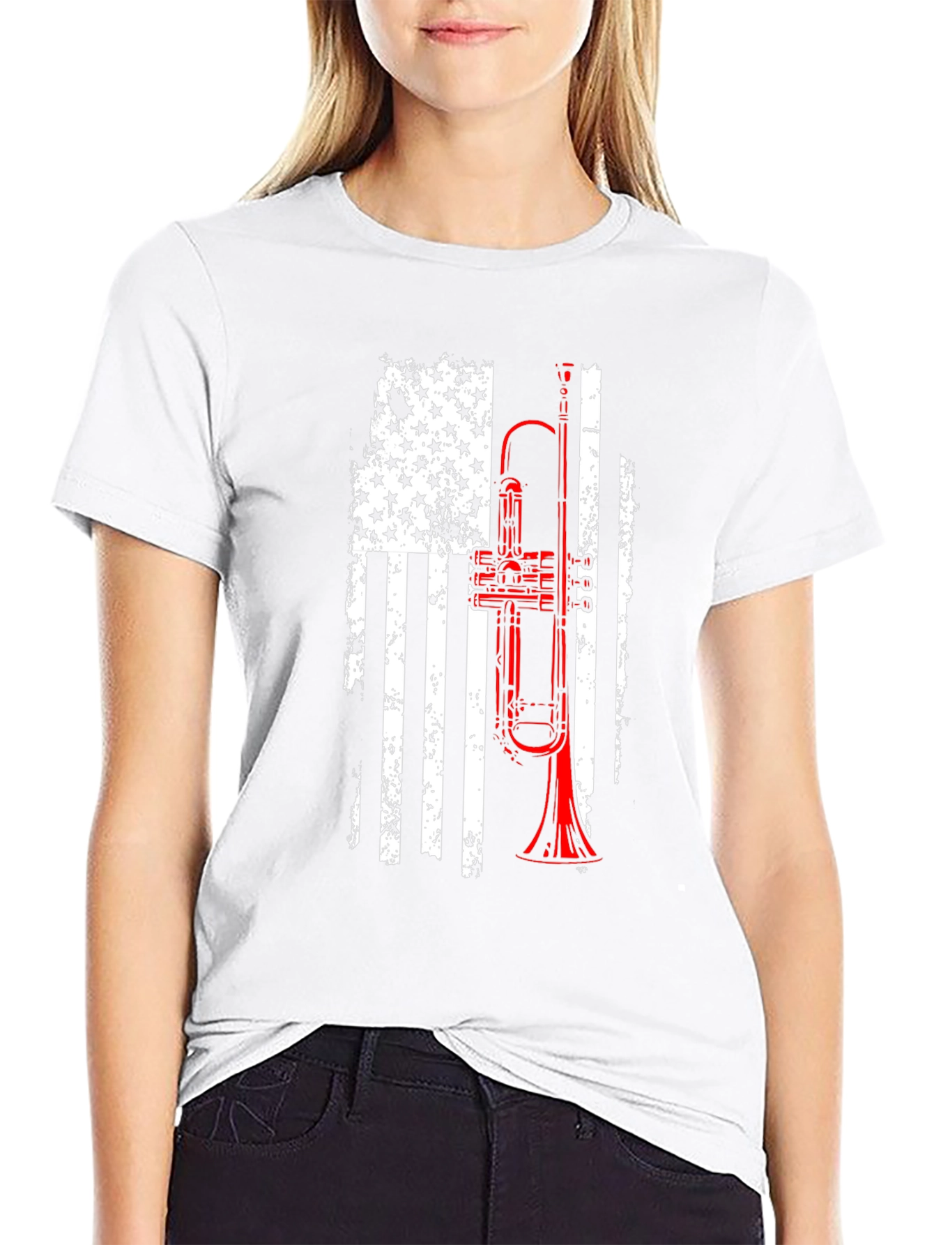 American Flag Trumpet Graphic Tee