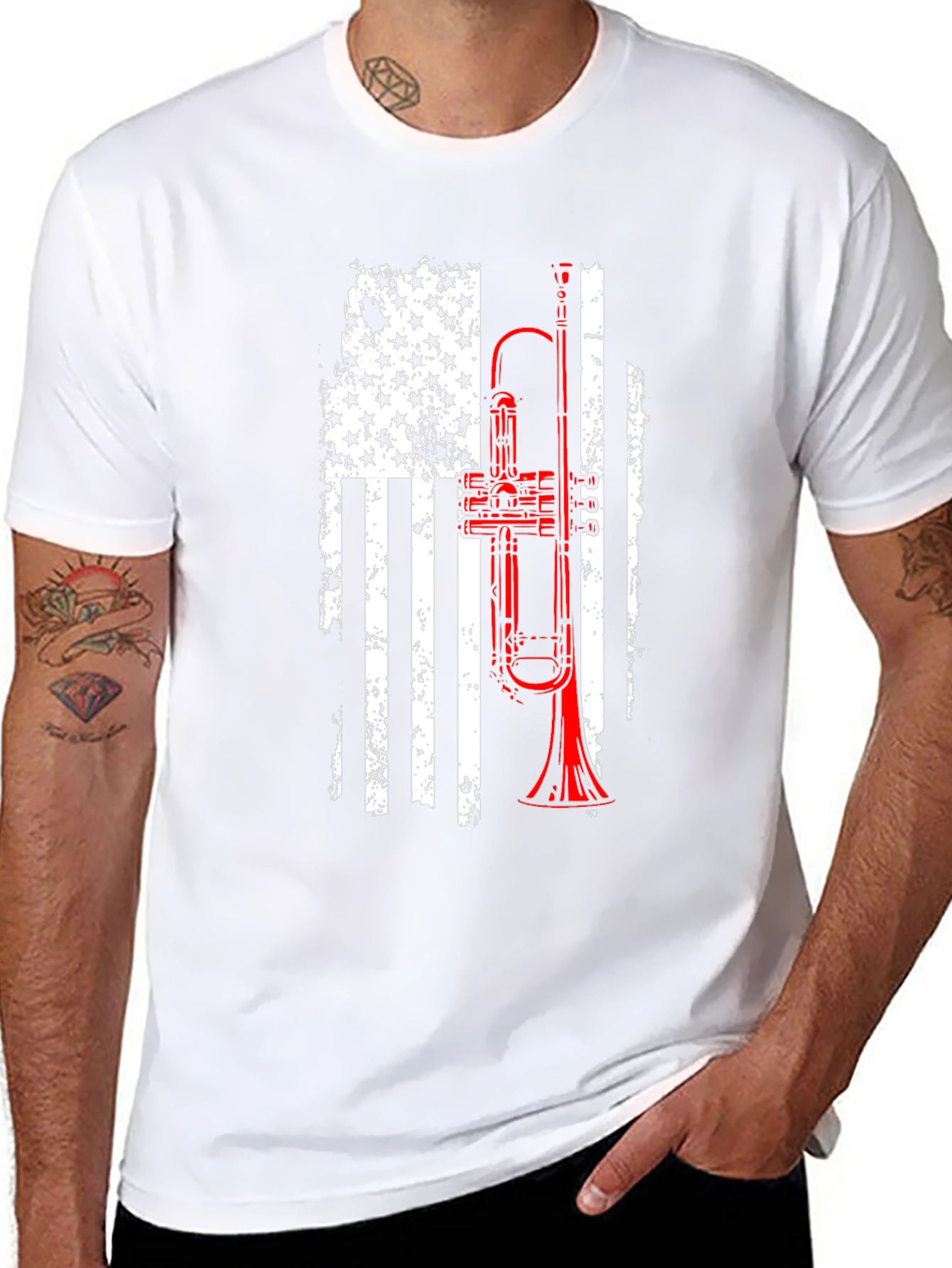 American Flag Trumpet Graphic Tee