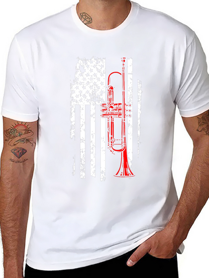 American Flag Trumpet Graphic Tee