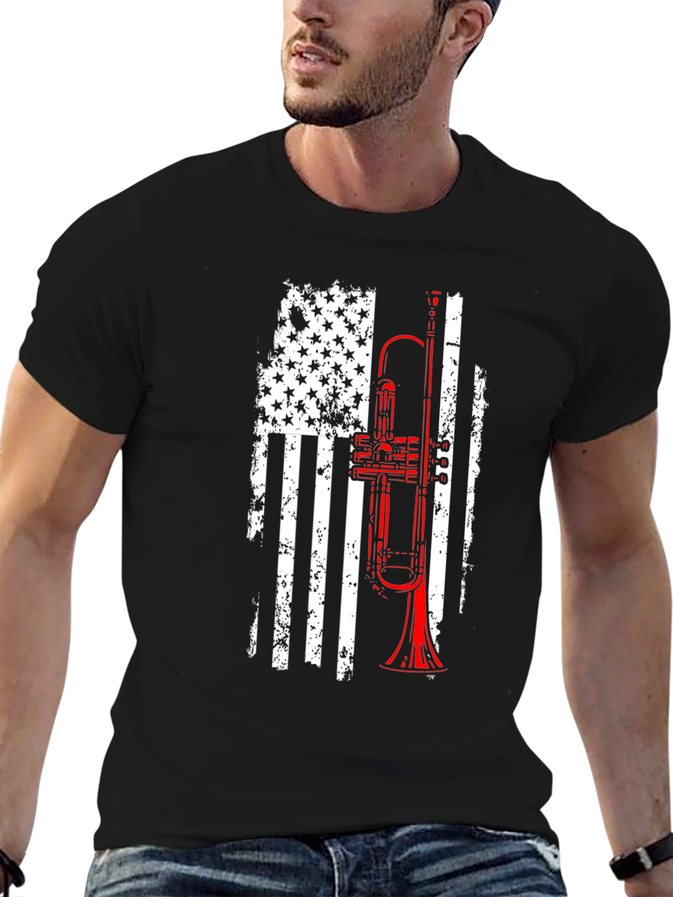 American Flag Trumpet Graphic Tee