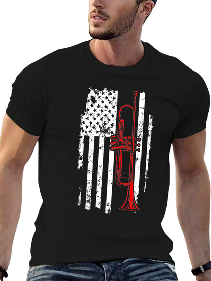 American Flag Trumpet Graphic Tee