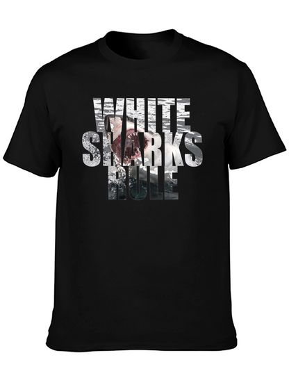 White Sharks Rule Graphic T-Shirt - Black