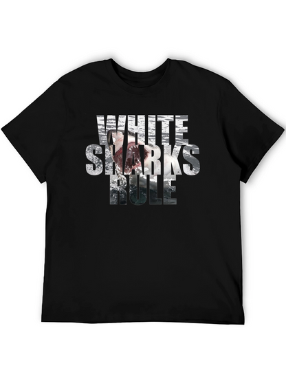 White Sharks Rule Graphic T-Shirt - Black