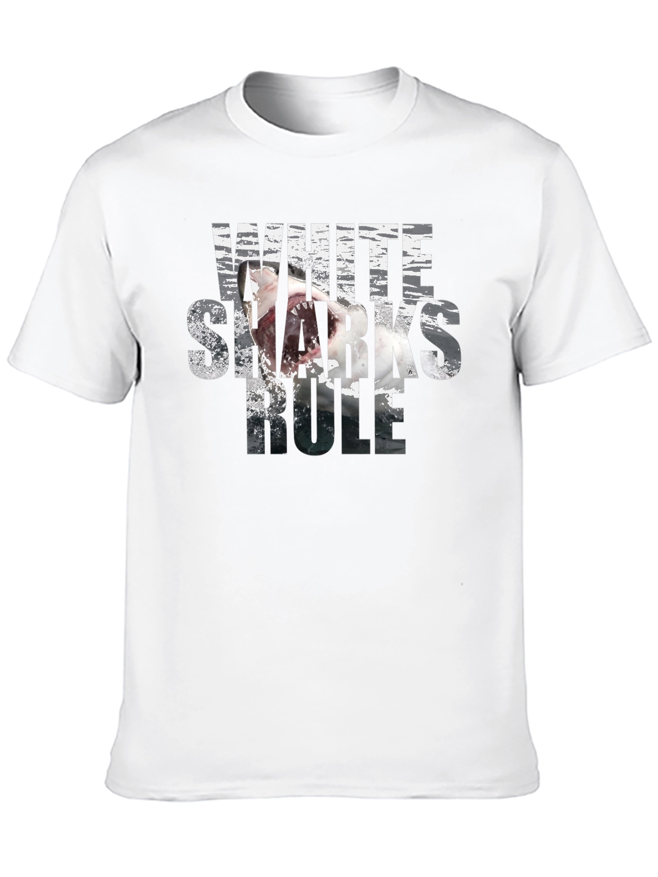White Sharks Rule Graphic T-Shirt - Black