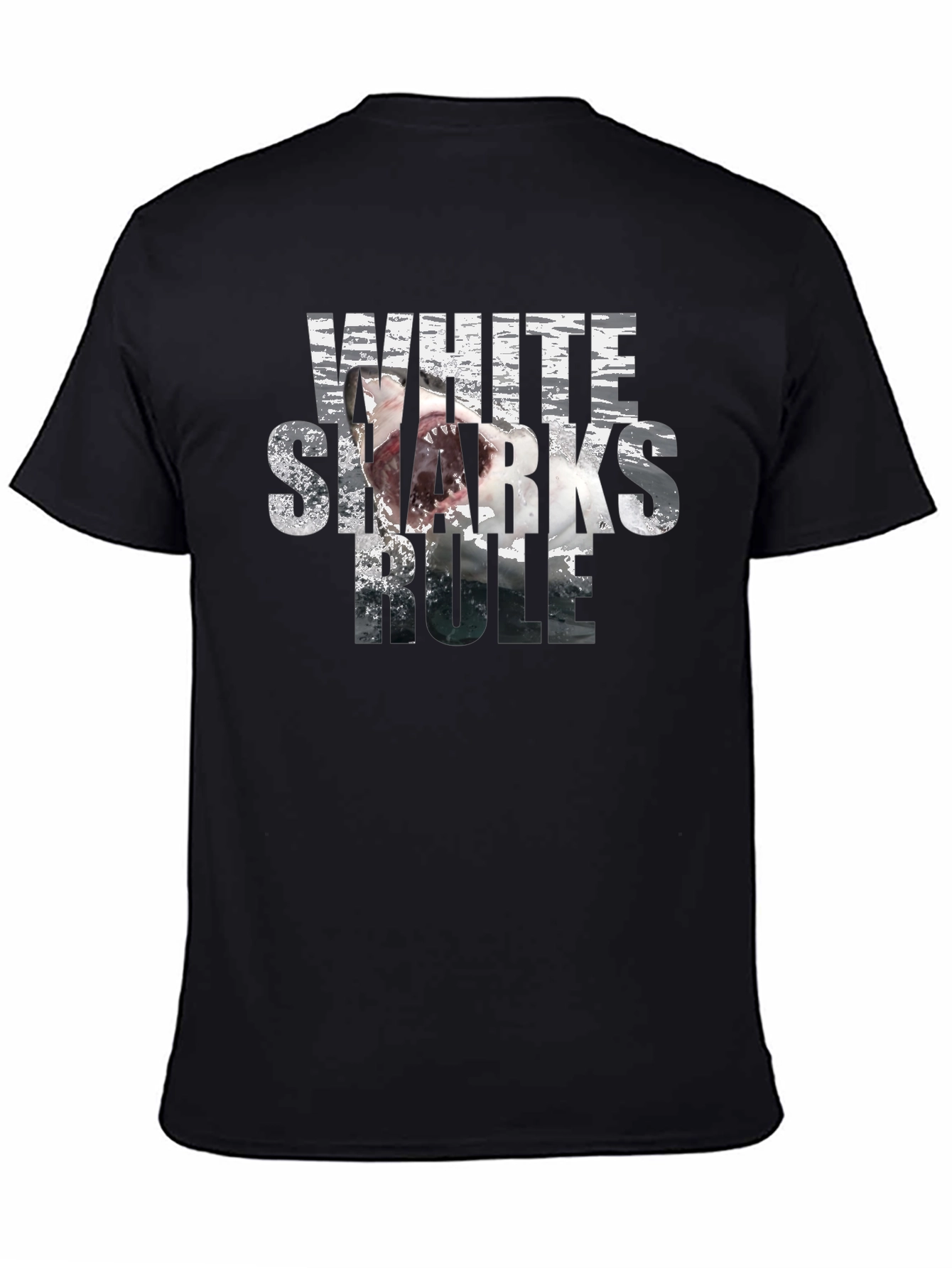 White Sharks Rule Graphic T-Shirt - Black