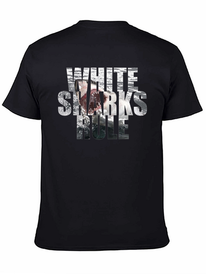White Sharks Rule Graphic T-Shirt - Black