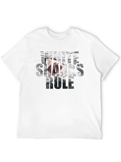 White Sharks Rule Graphic T-Shirt - Black