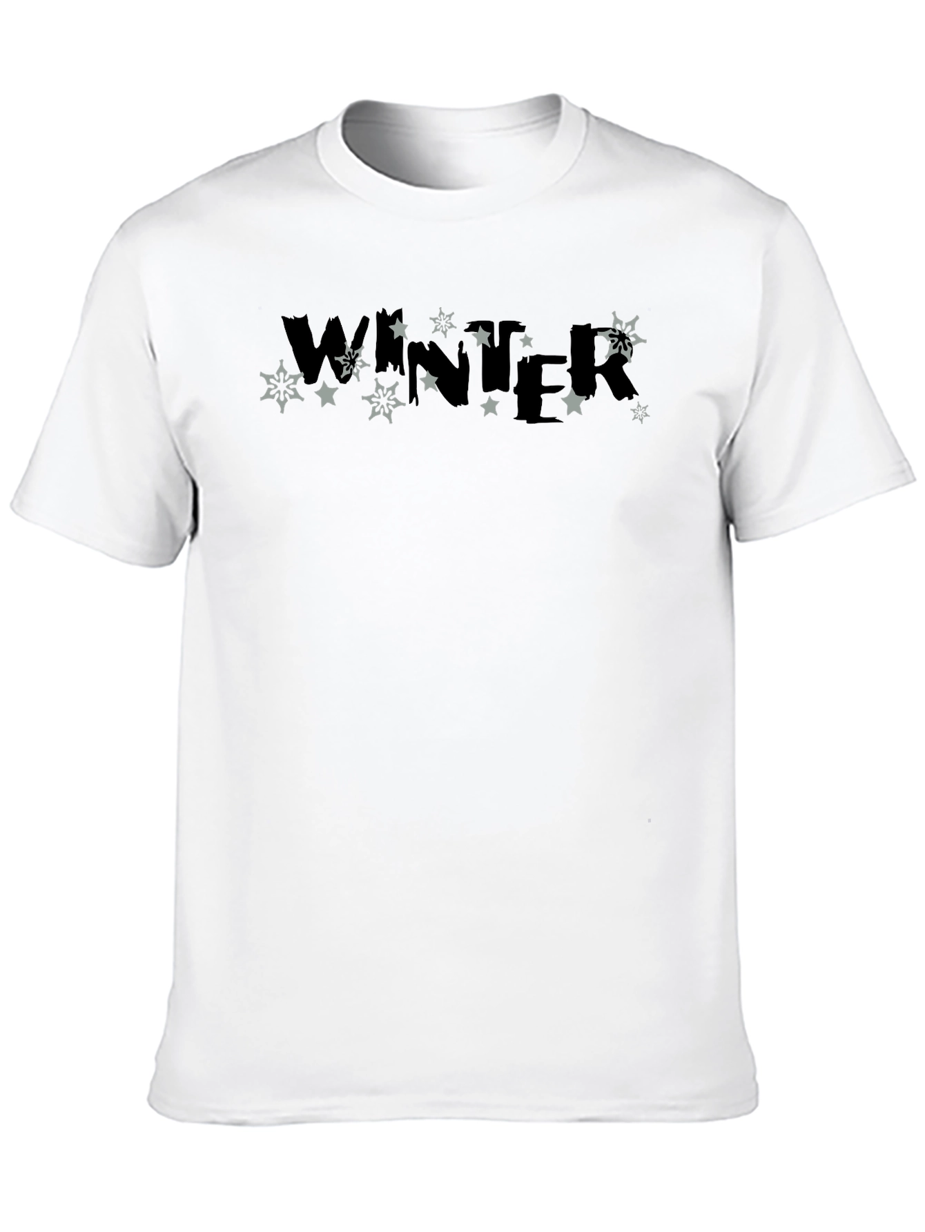 Winter Stars Graphic Print Black T-Shirt
