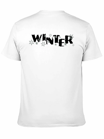 Winter Stars Graphic Print Black T-Shirt