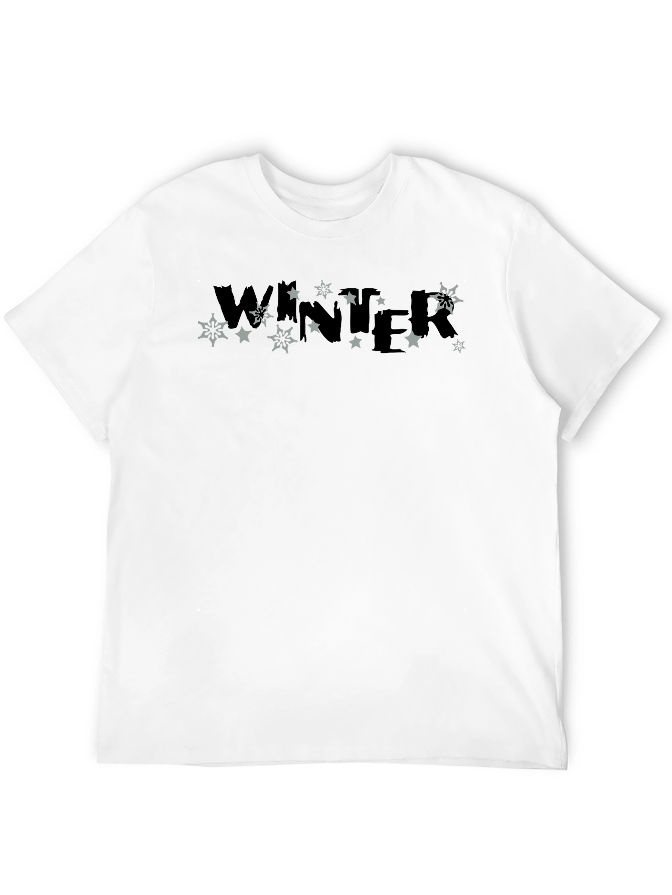 Winter Stars Graphic Print Black T-Shirt