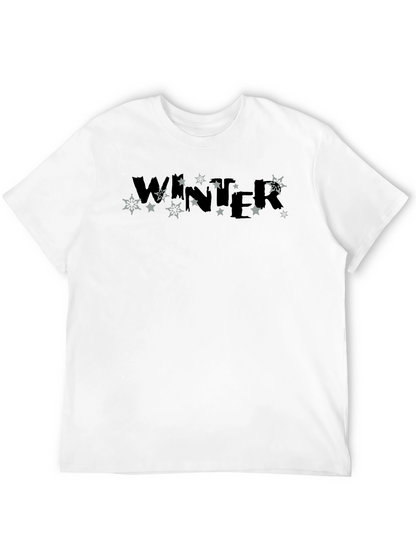 Winter Stars Graphic Print Black T-Shirt
