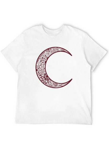 Black Crescent Moon Graphic Tee for Men