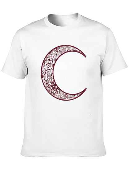 Black Crescent Moon Graphic Tee for Men