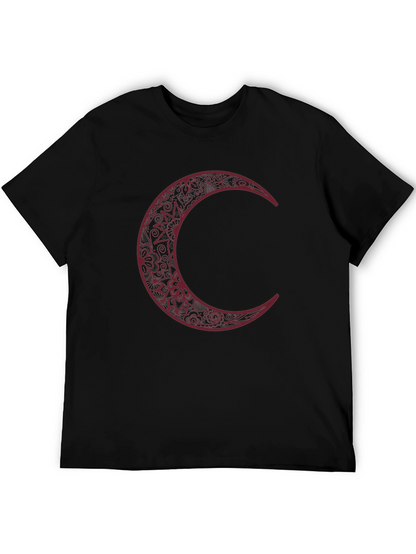Black Crescent Moon Graphic Tee for Men