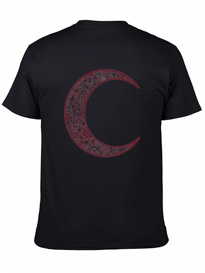 Black Crescent Moon Graphic Tee for Men