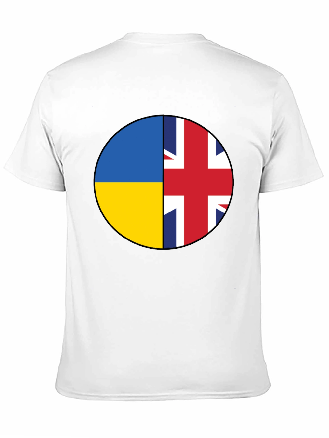 Ukraine & UK Flag Graphic Print Black T-Shirt