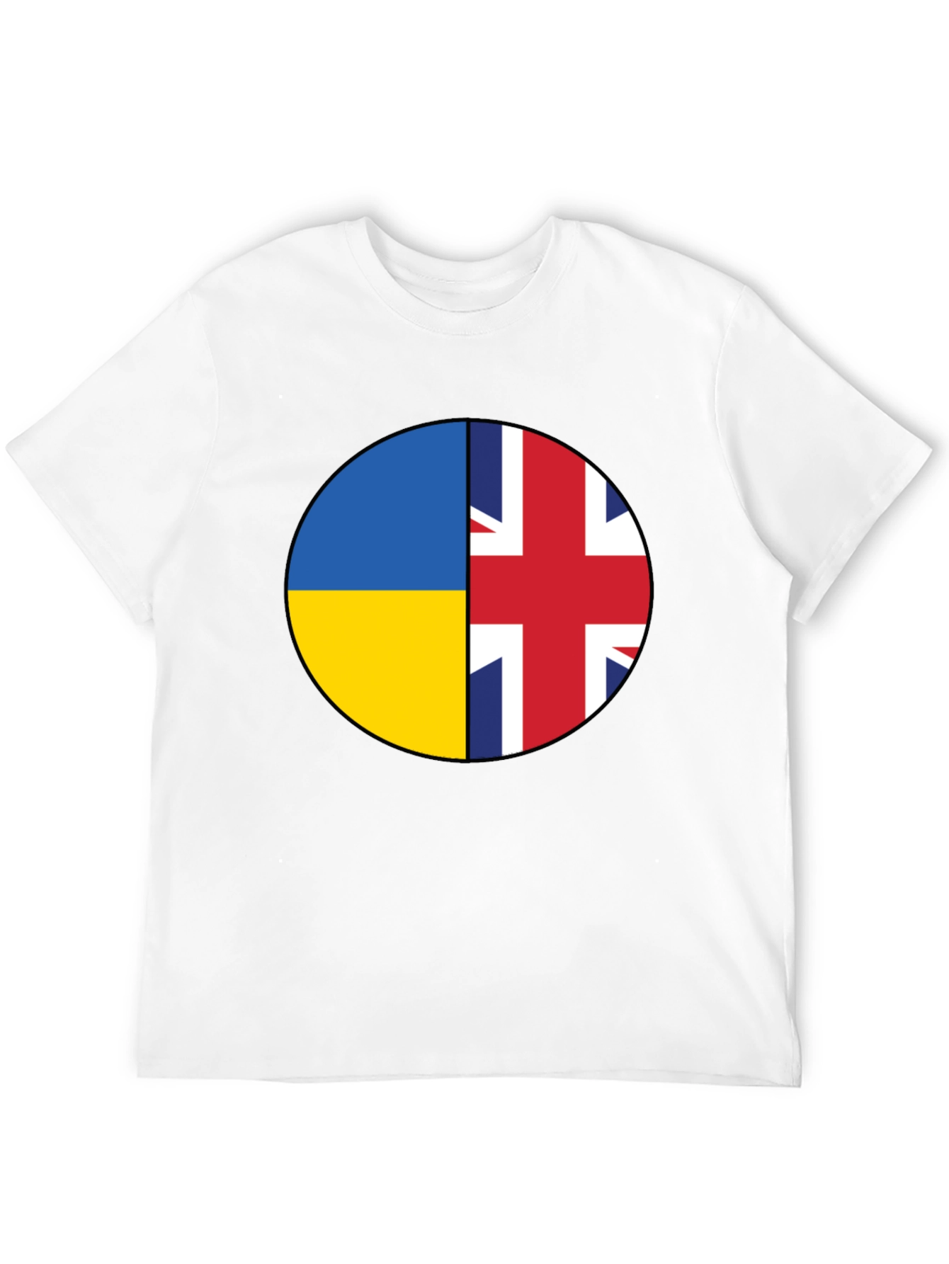 Ukraine & UK Flag Graphic Print Black T-Shirt