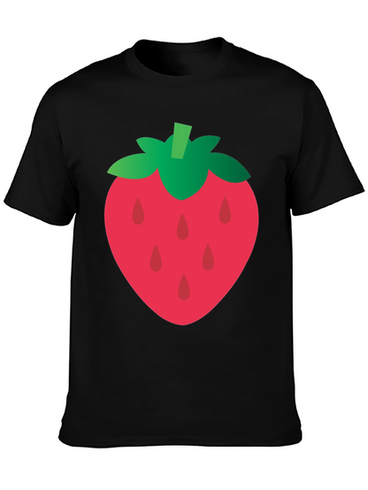 Strawberry Graphic Tee - Casual Black T-Shirt