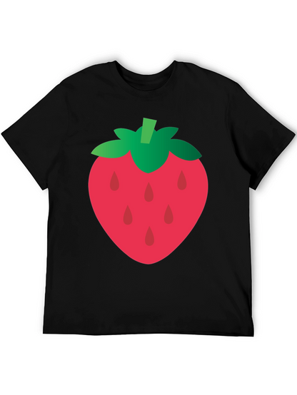Strawberry Graphic Tee - Casual Black T-Shirt
