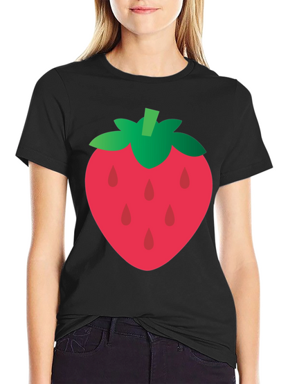 Strawberry Graphic Tee - Casual Black T-Shirt