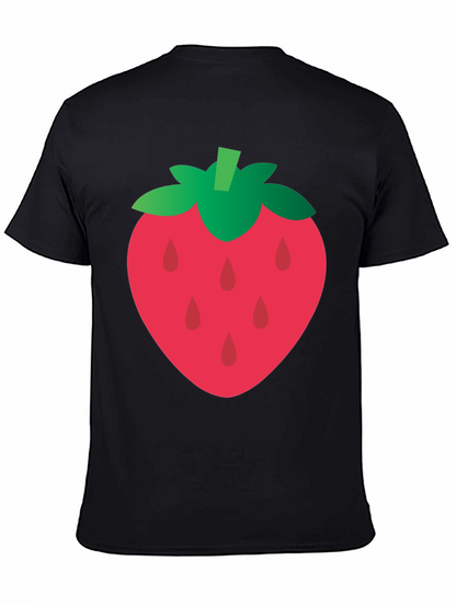 Strawberry Graphic Tee - Casual Black T-Shirt