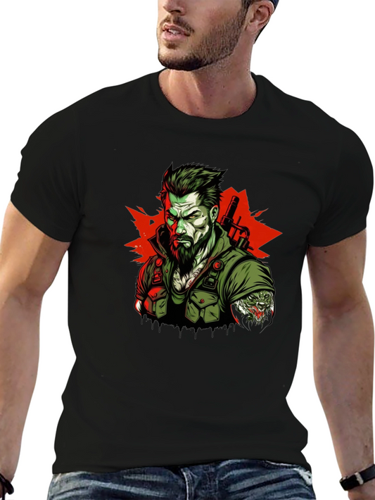 Warrior Graphic Print Black T-Shirt