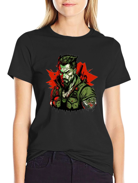 Warrior Graphic Print Black T-Shirt