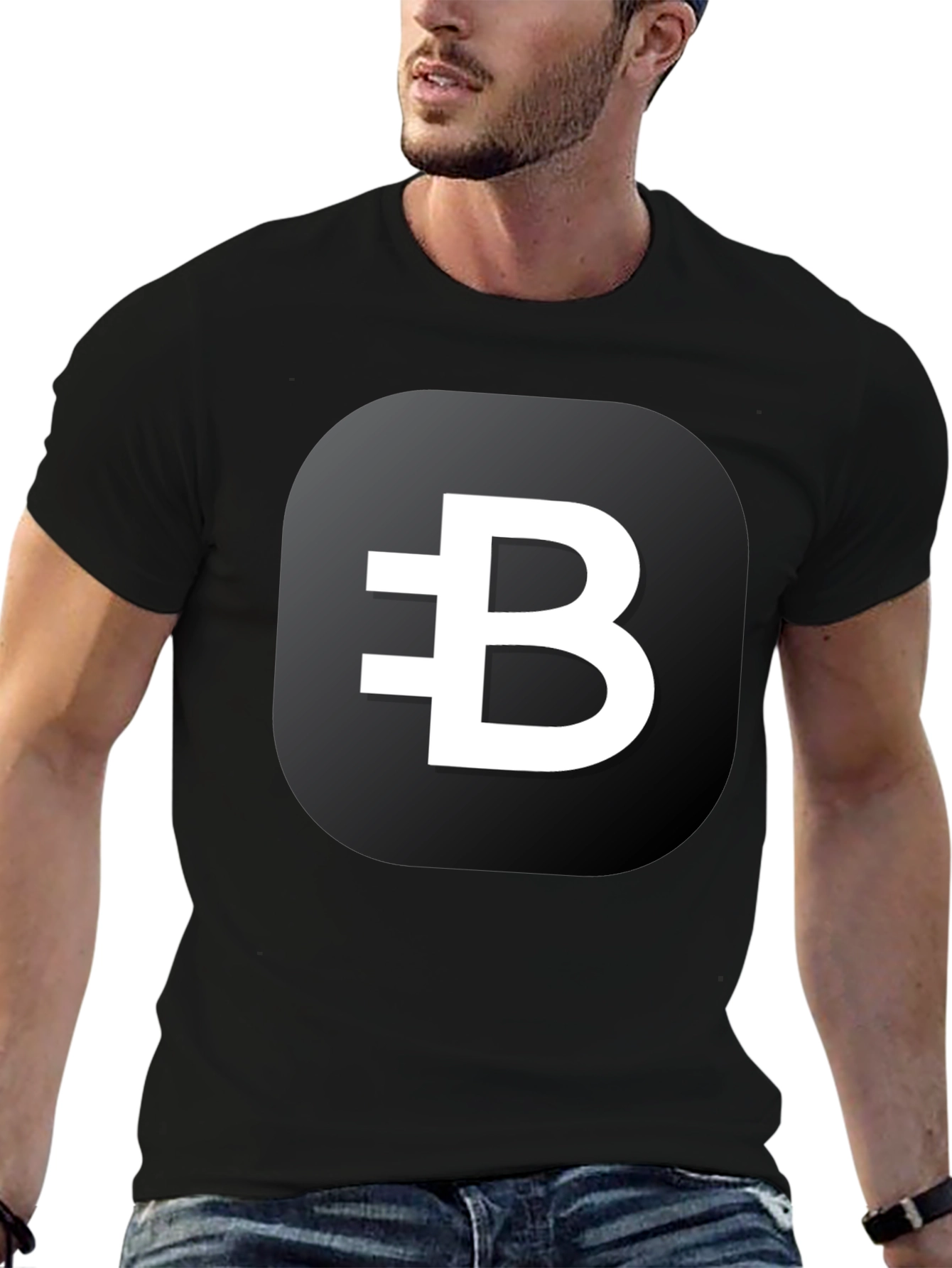 Black T-Shirt with White Crypto B Logo