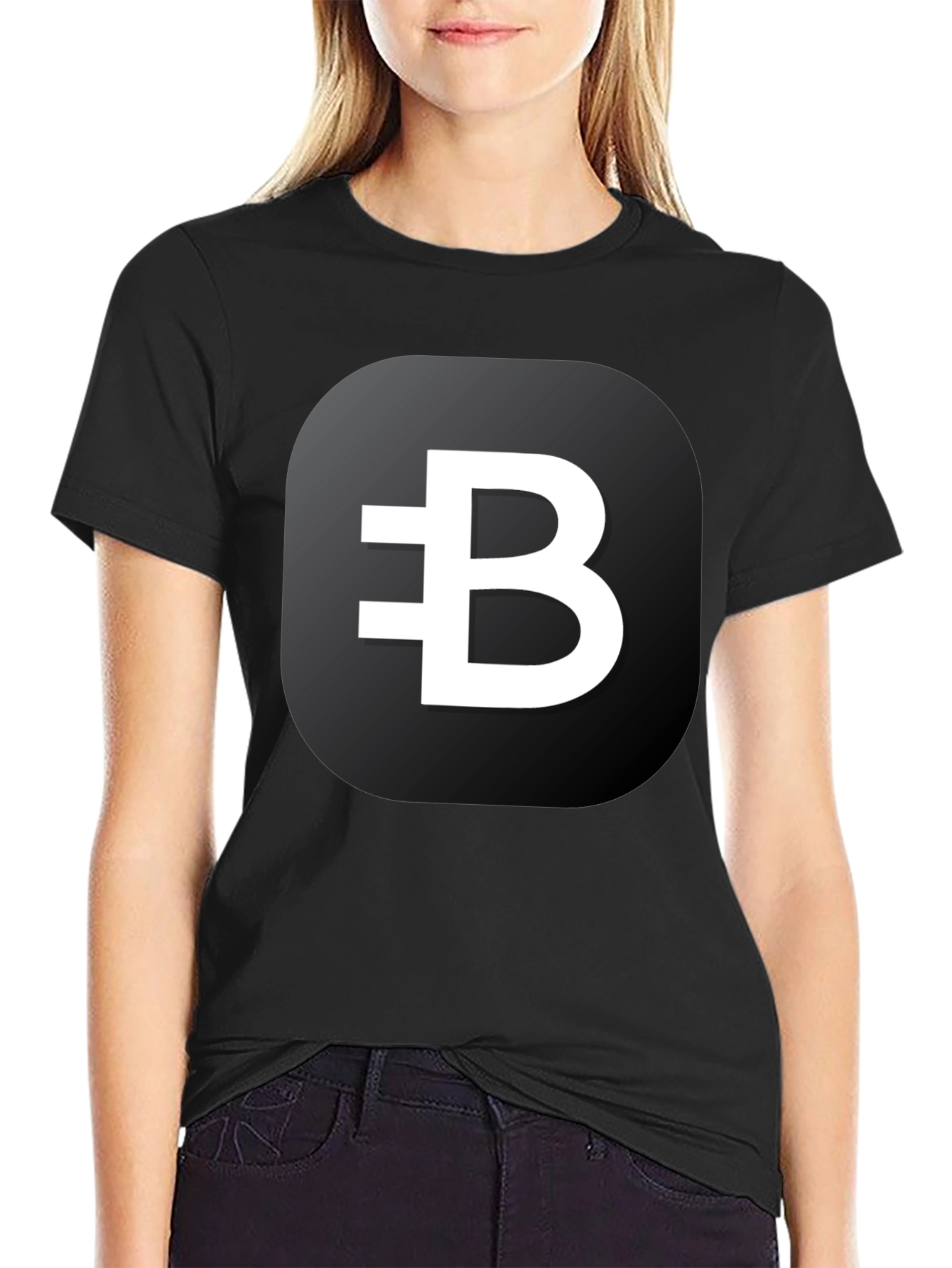 Black T-Shirt with White Crypto B Logo