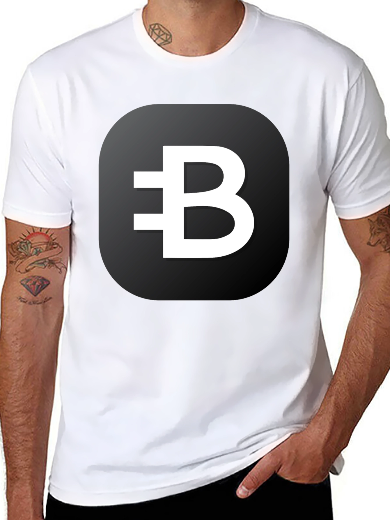 Black T-Shirt with White Crypto B Logo