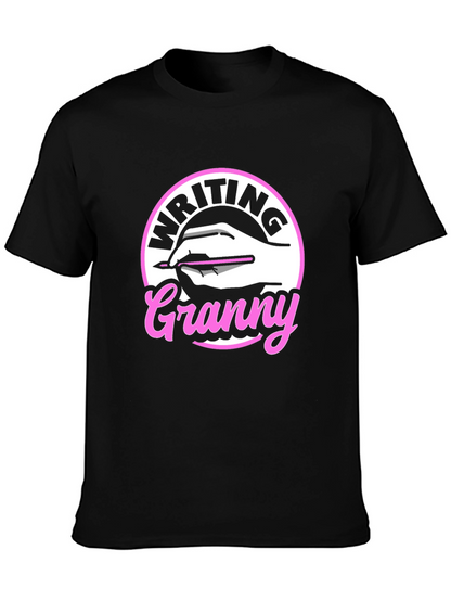 Writing Granny Graphic Tee - Black T-Shirt