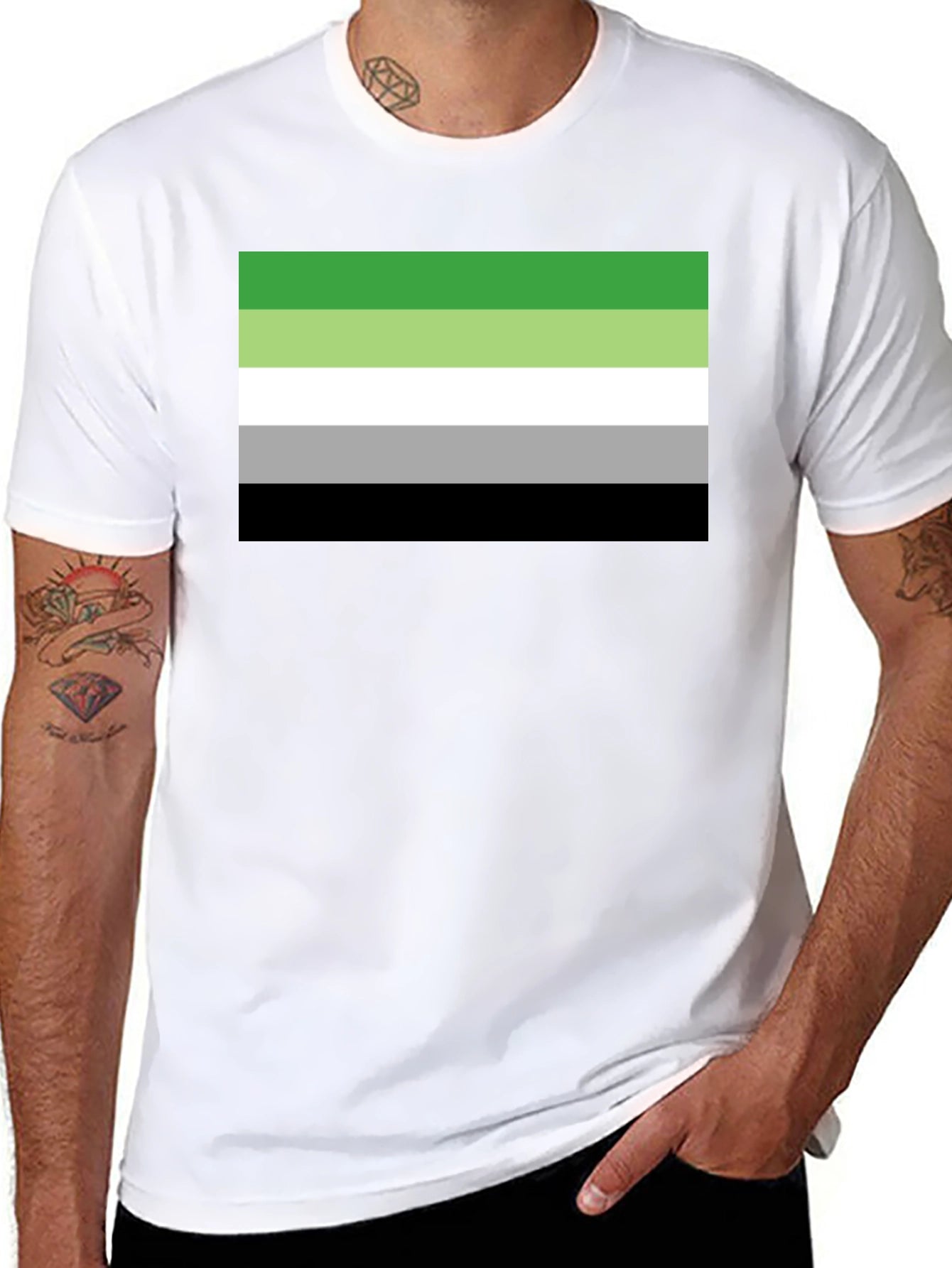 Aromantic Pride Flag T-Shirt - Black