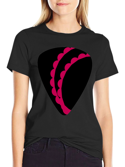 Unique Graphic Tee - Black with Pink Design