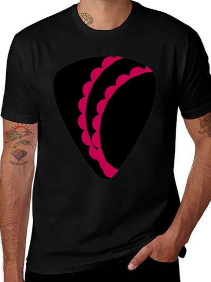 Unique Graphic Tee - Black with Pink Design