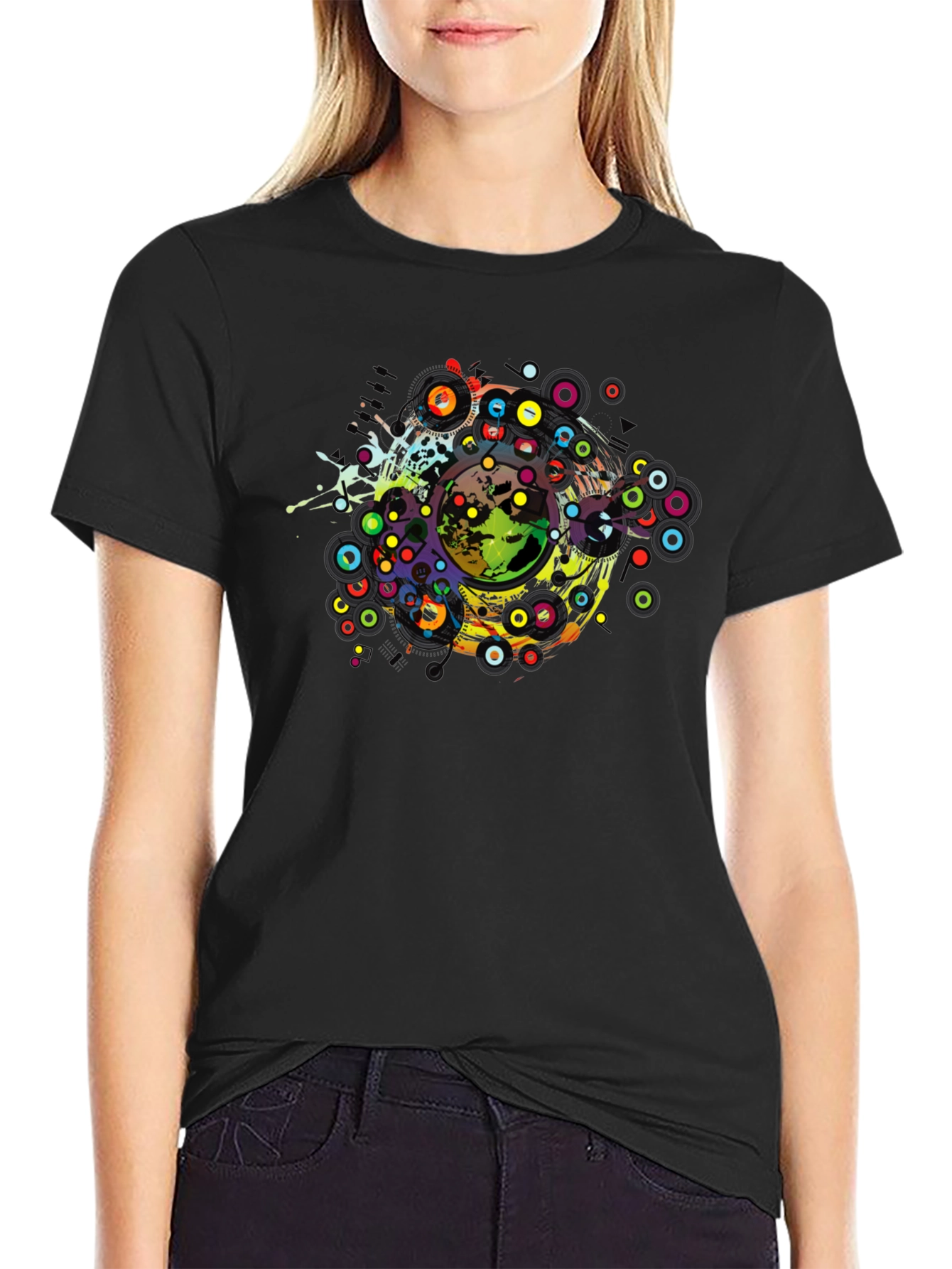 Abstract Earth Graphic Tee - Black