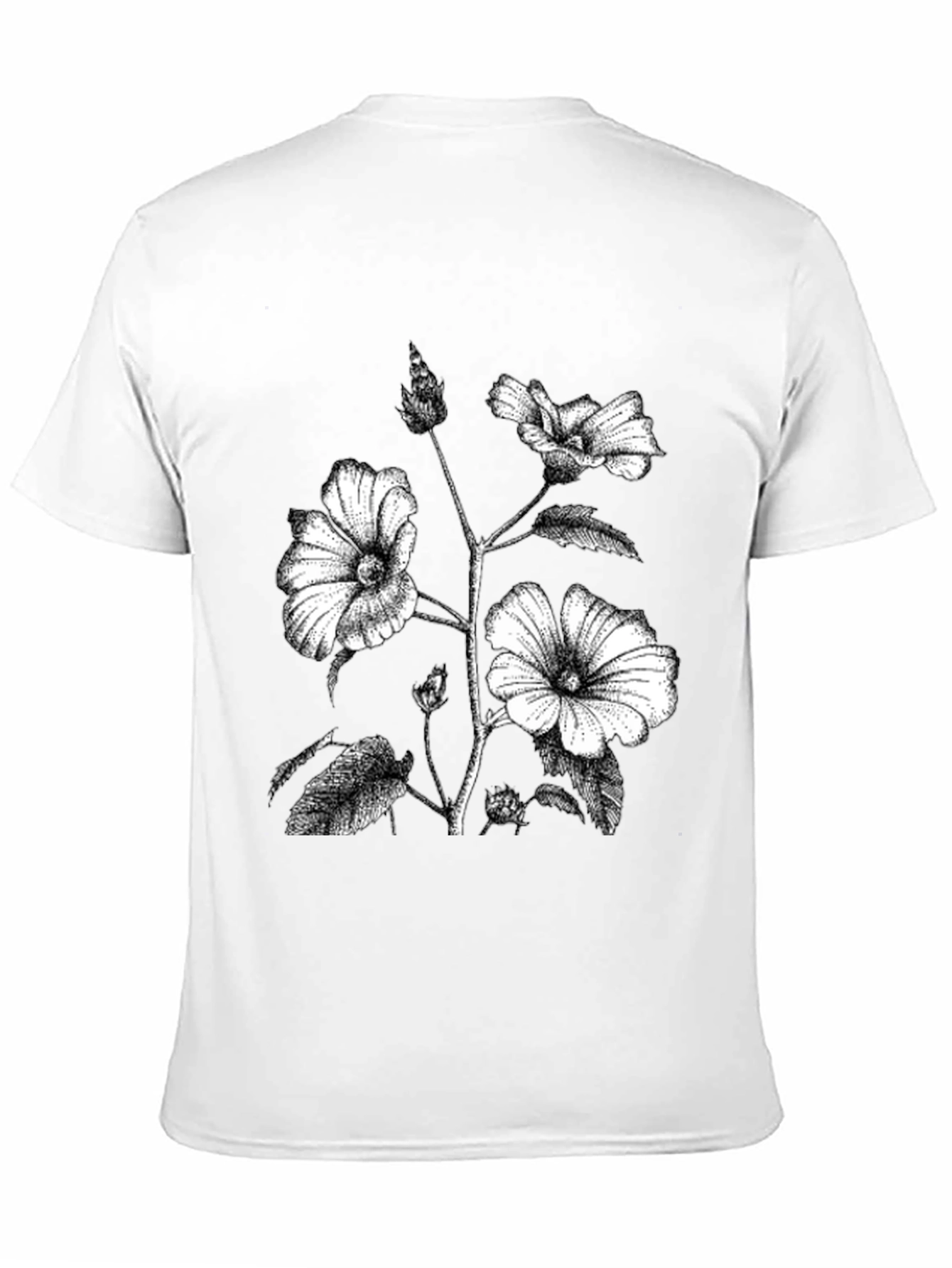 Black Floral Print Graphic Tee - Botanical Style