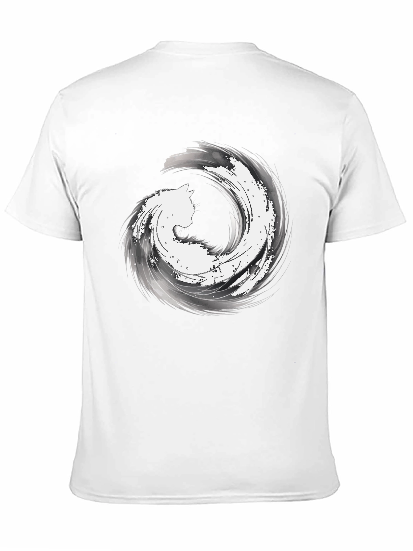 Abstract Cat Wave Graphic Tee - Black