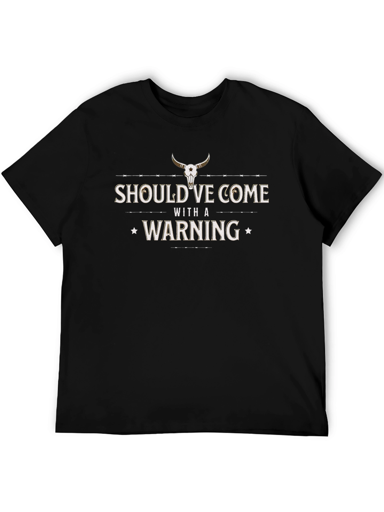Warning T-Shirt - Cowboy Skull Graphic Tee