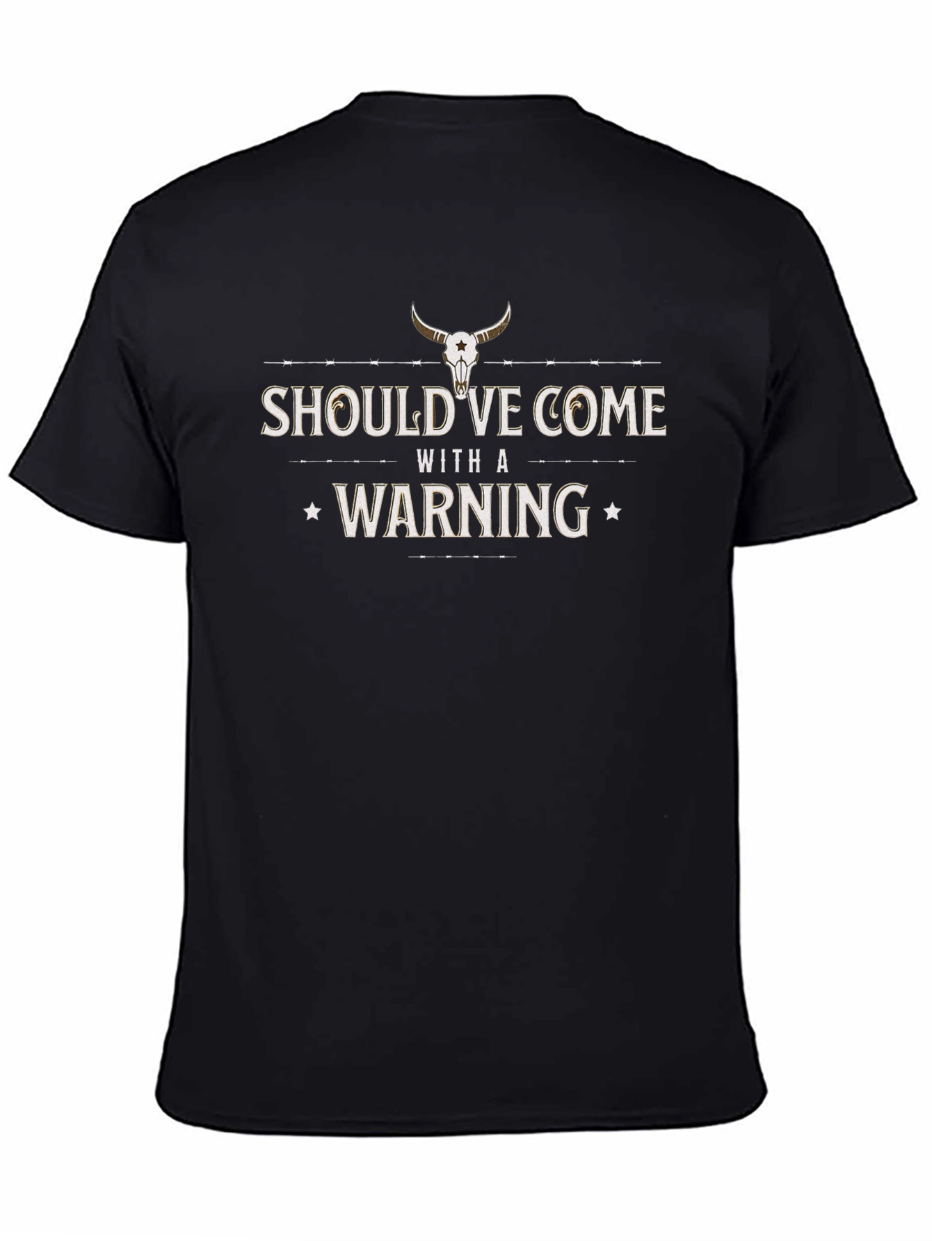 Warning T-Shirt - Cowboy Skull Graphic Tee