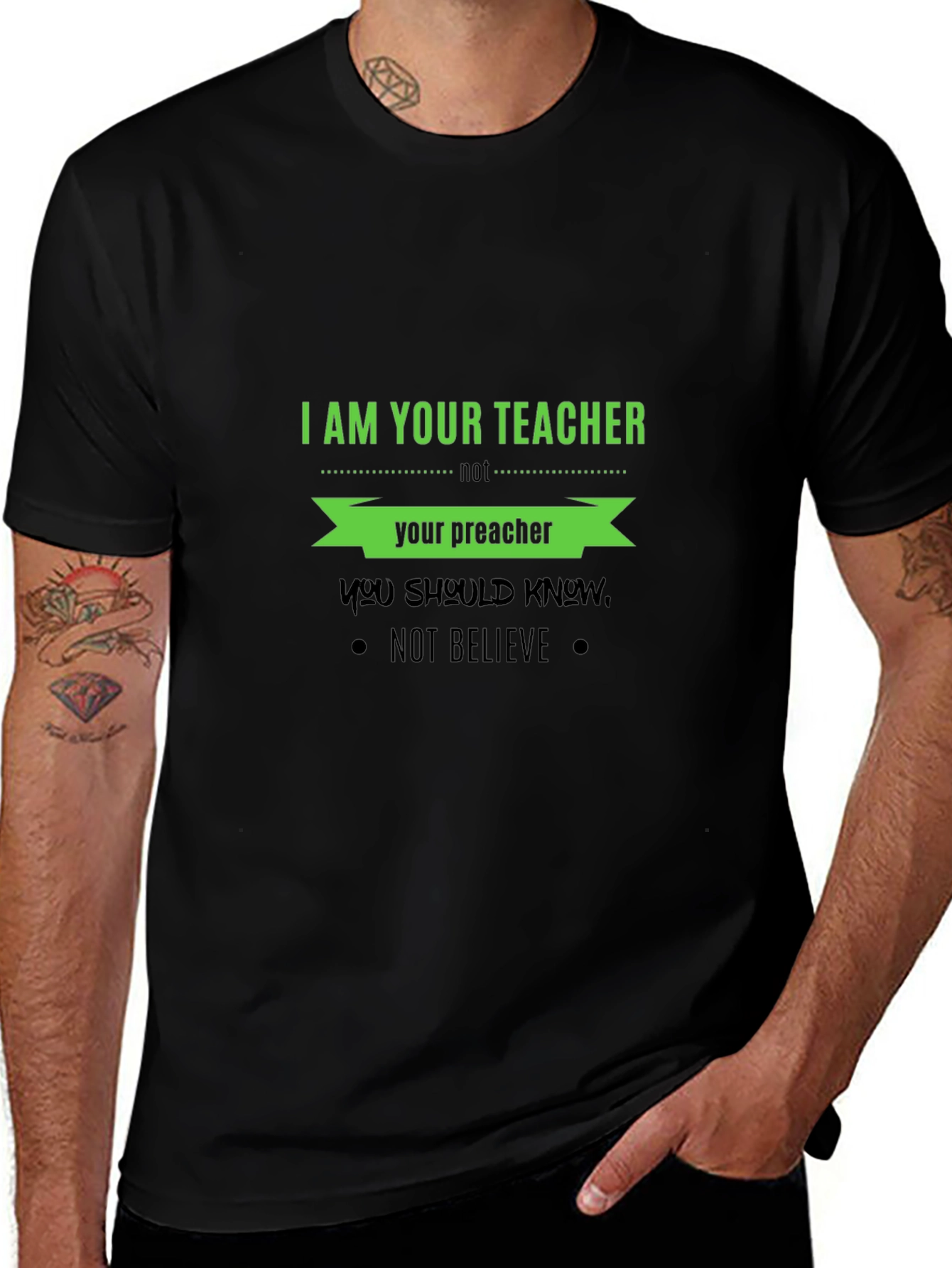 Teacher vs Preacher Black T-Shirt