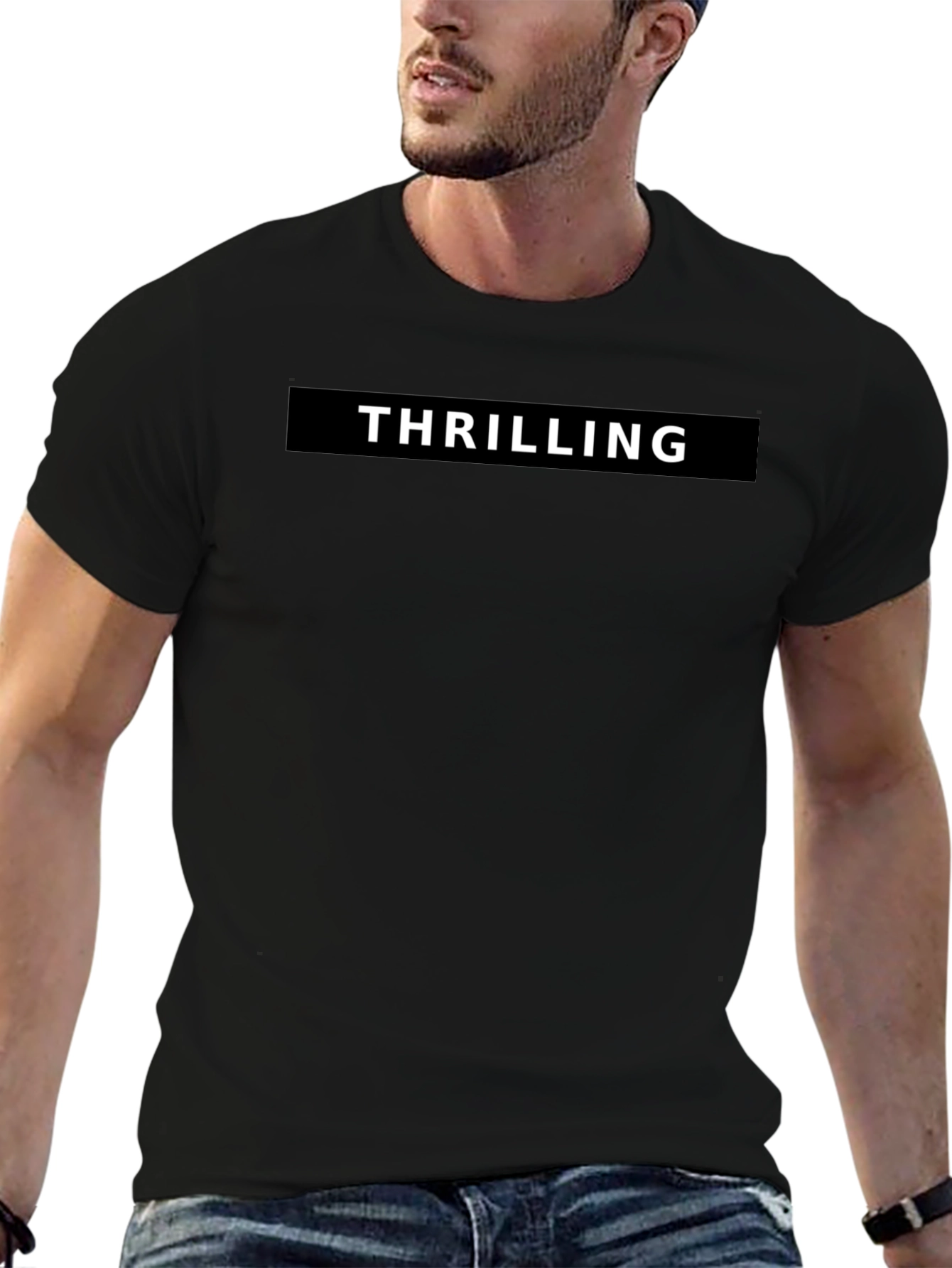 Thrilling Black Graphic Tee