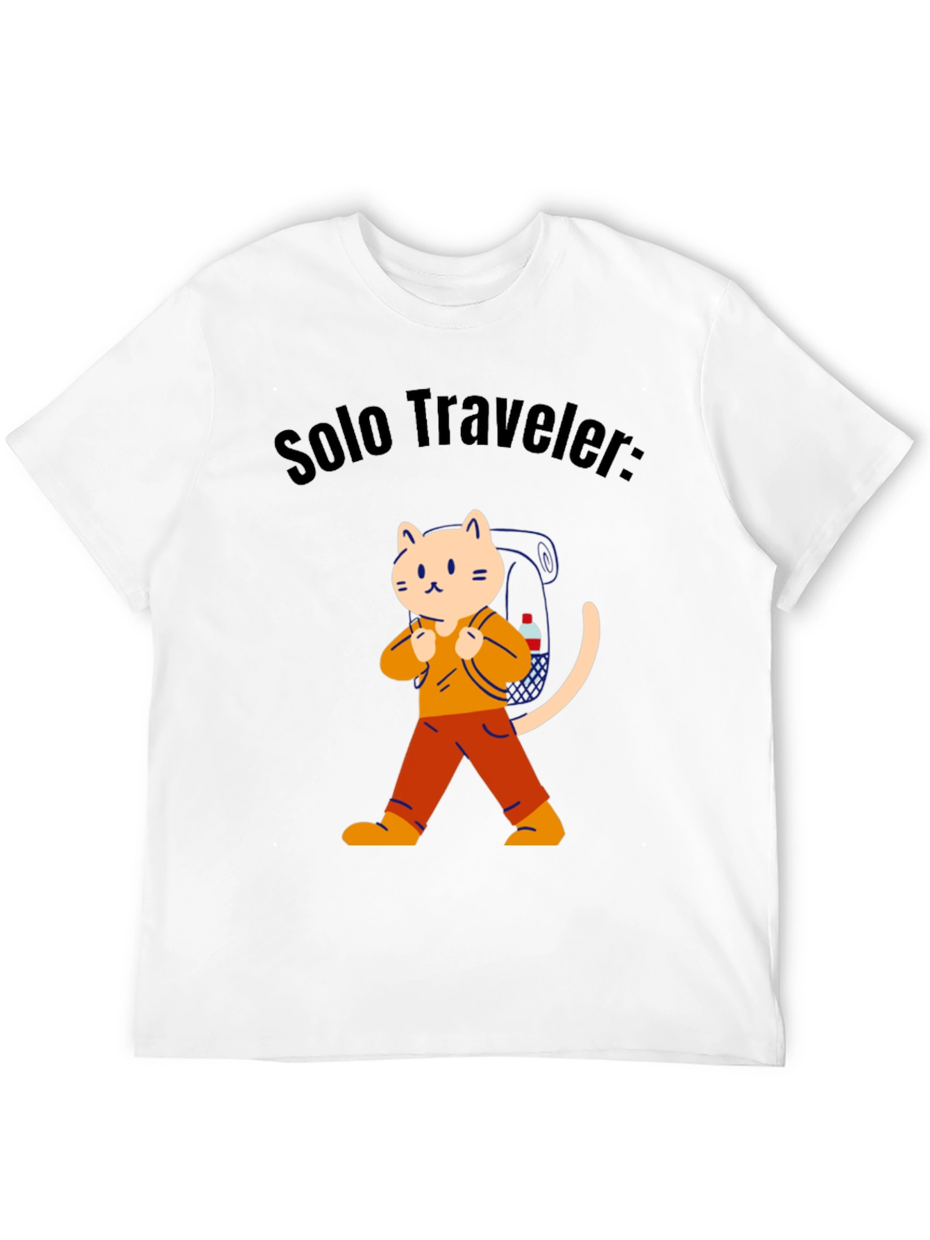 Solo Traveler Cat Graphic Tee - Adventure Awaits!
