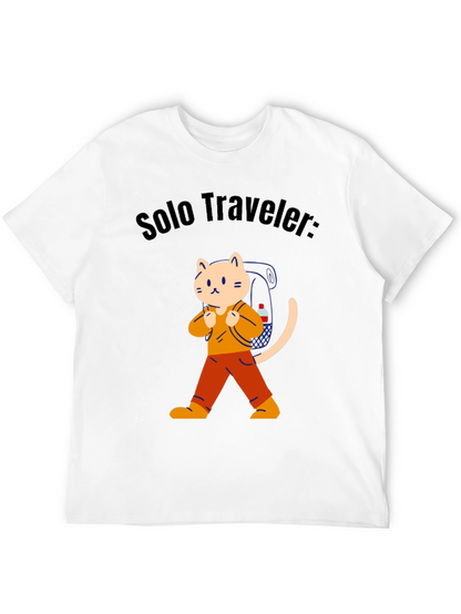 Solo Traveler Cat Graphic Tee - Adventure Awaits!