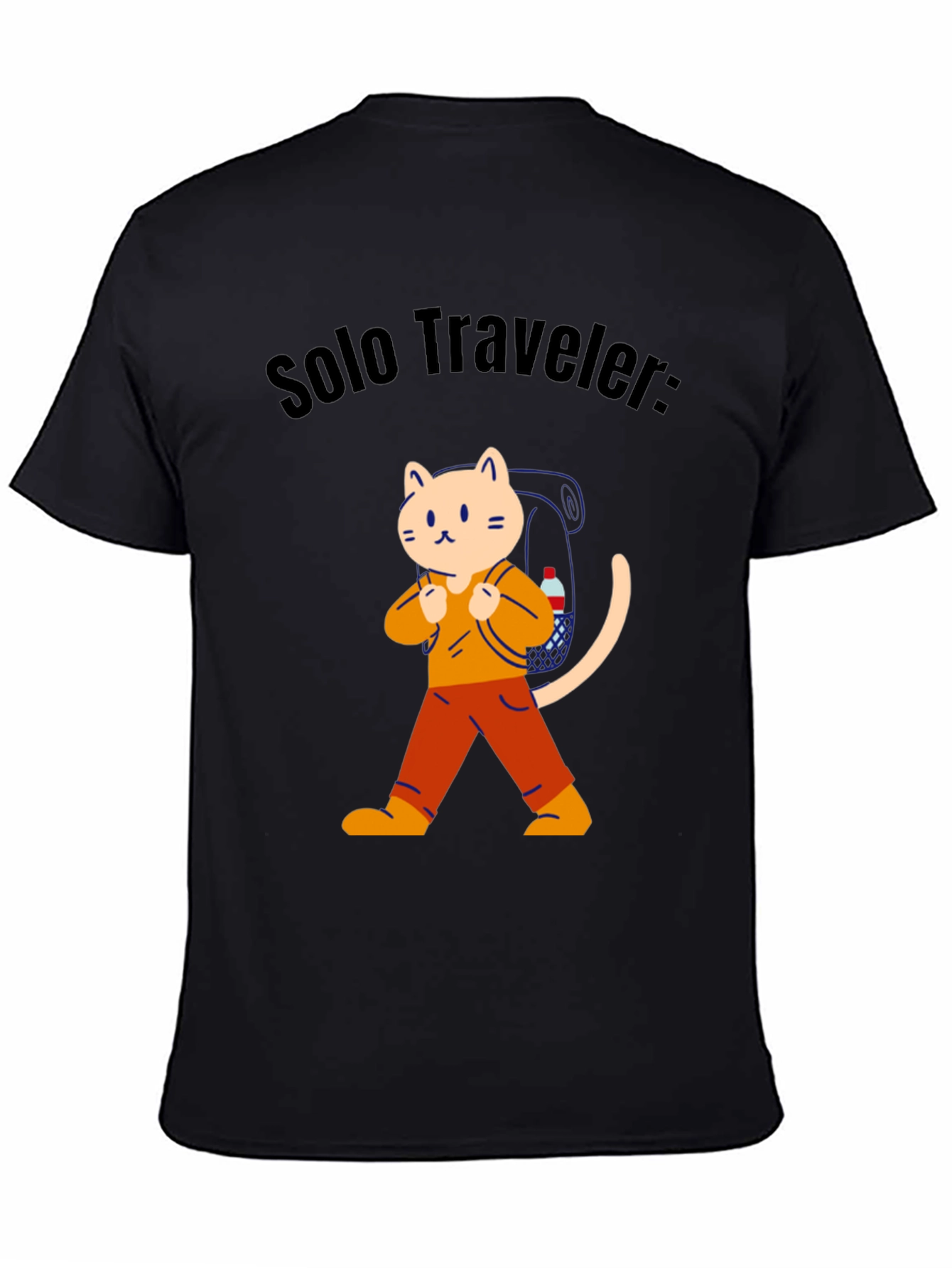 Solo Traveler Cat Graphic Tee - Adventure Awaits!
