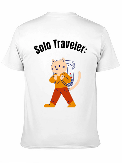 Solo Traveler Cat Graphic Tee - Adventure Awaits!