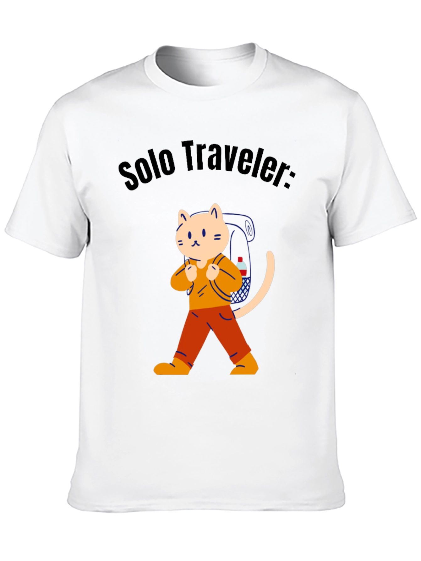 Solo Traveler Cat Graphic Tee - Adventure Awaits!
