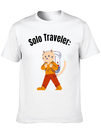 Solo Traveler Cat Graphic Tee - Adventure Awaits!
