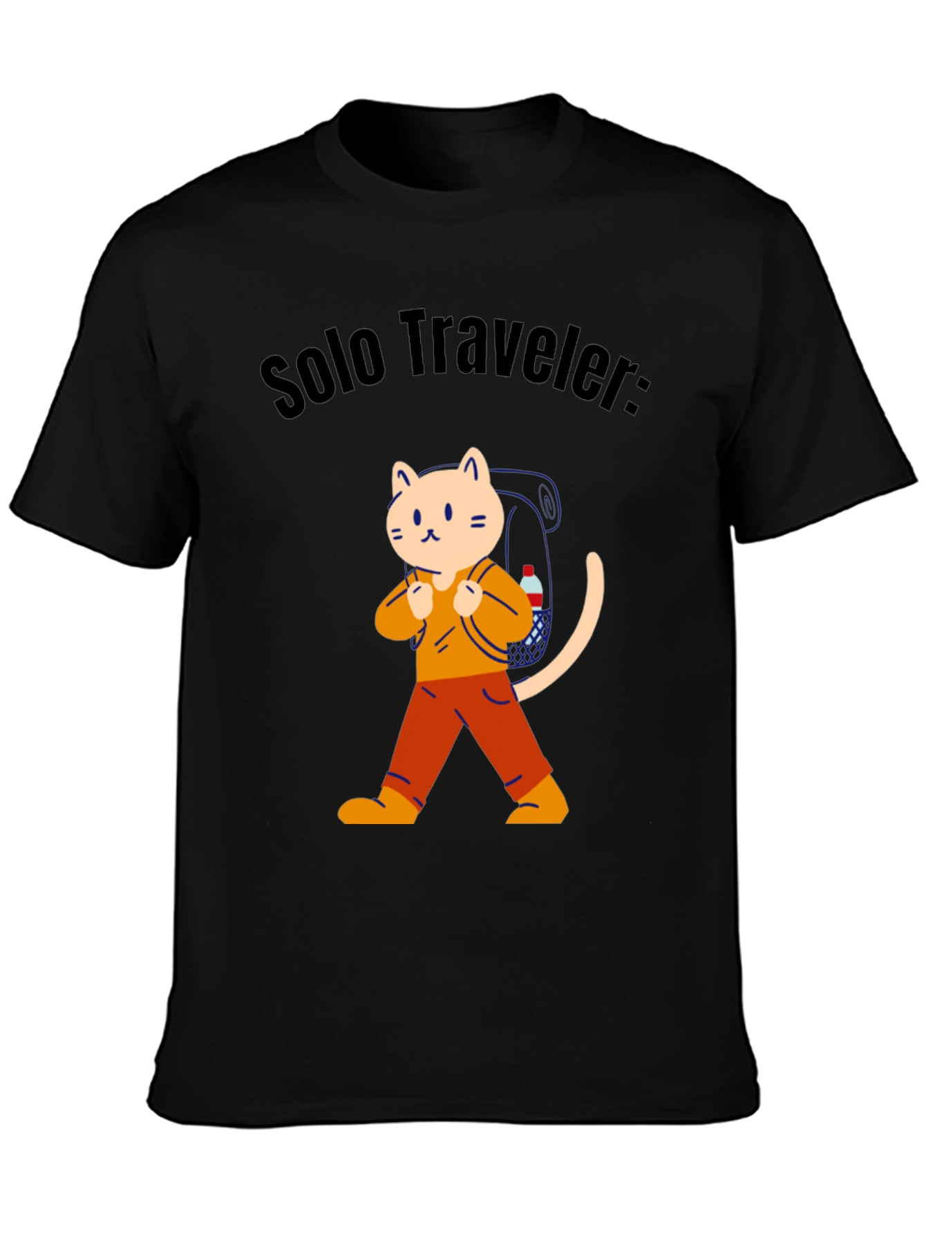 Solo Traveler Cat Graphic Tee - Adventure Awaits!