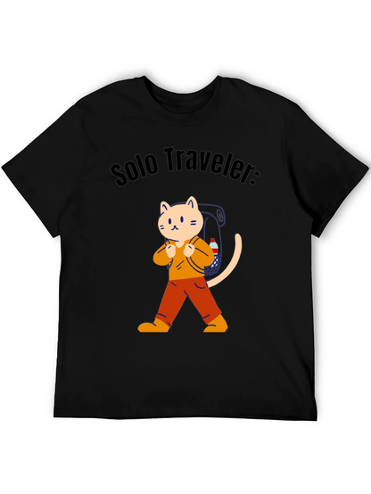 Solo Traveler Cat Graphic Tee - Adventure Awaits!