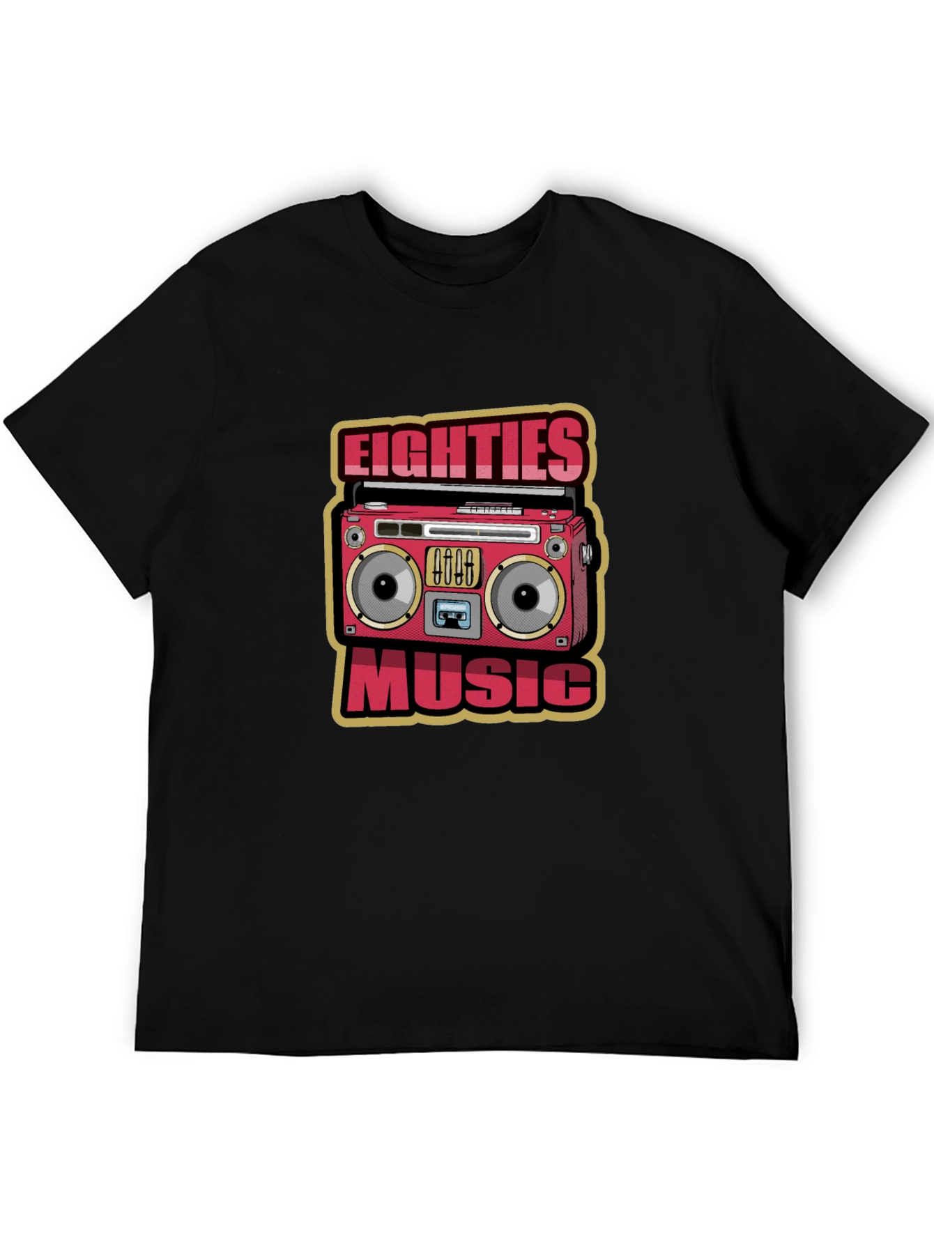 80s Music Graphic Tee - Retro Boombox Design